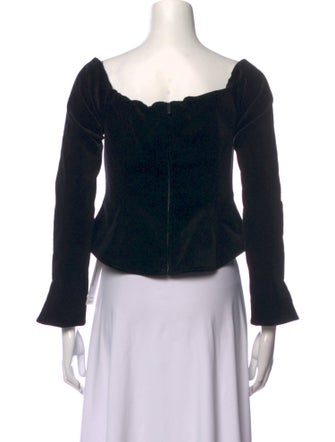 A.L.C. Square Neckline Three-Quarter Sleeve Crop Top