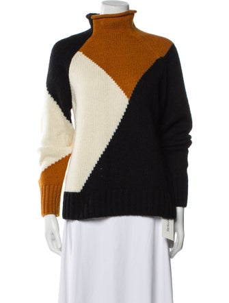 A.L.C. Colorblock Pattern Mock Neck Sweater
