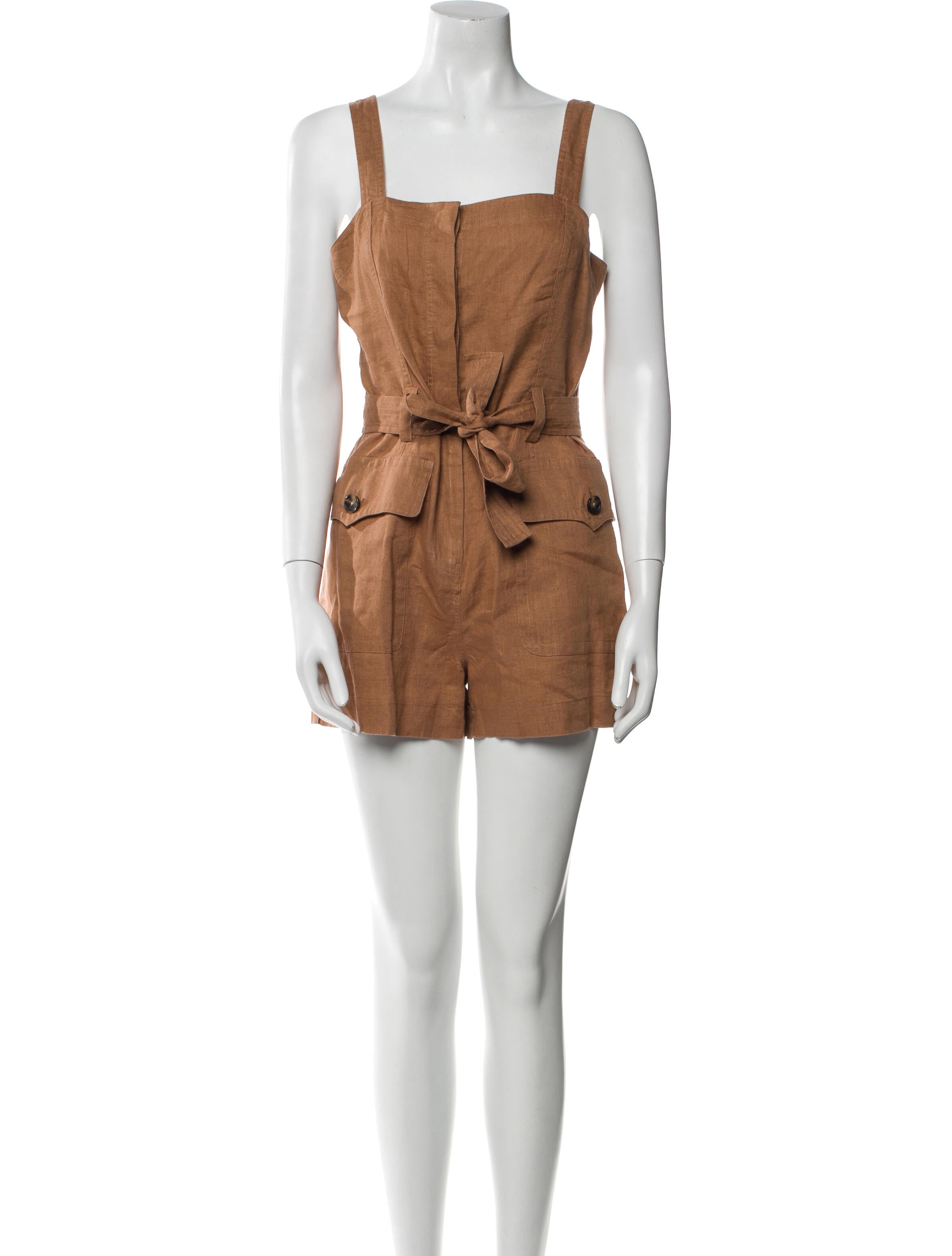 A.L.C. Linen Square Neckline Romper