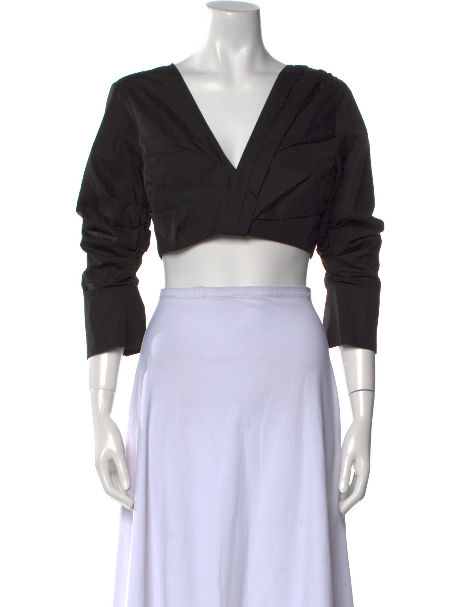 A.L.C. V-Neck Three-Quarter Sleeve Crop Top