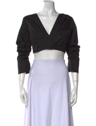 A.L.C. V-Neck Three-Quarter Sleeve Crop Top