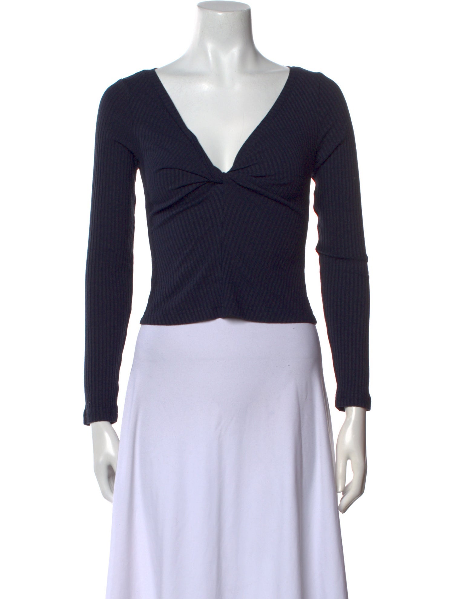 A.L.C. V-Neck Long Sleeve Crop Top