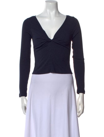 A.L.C. V-Neck Long Sleeve Crop Top