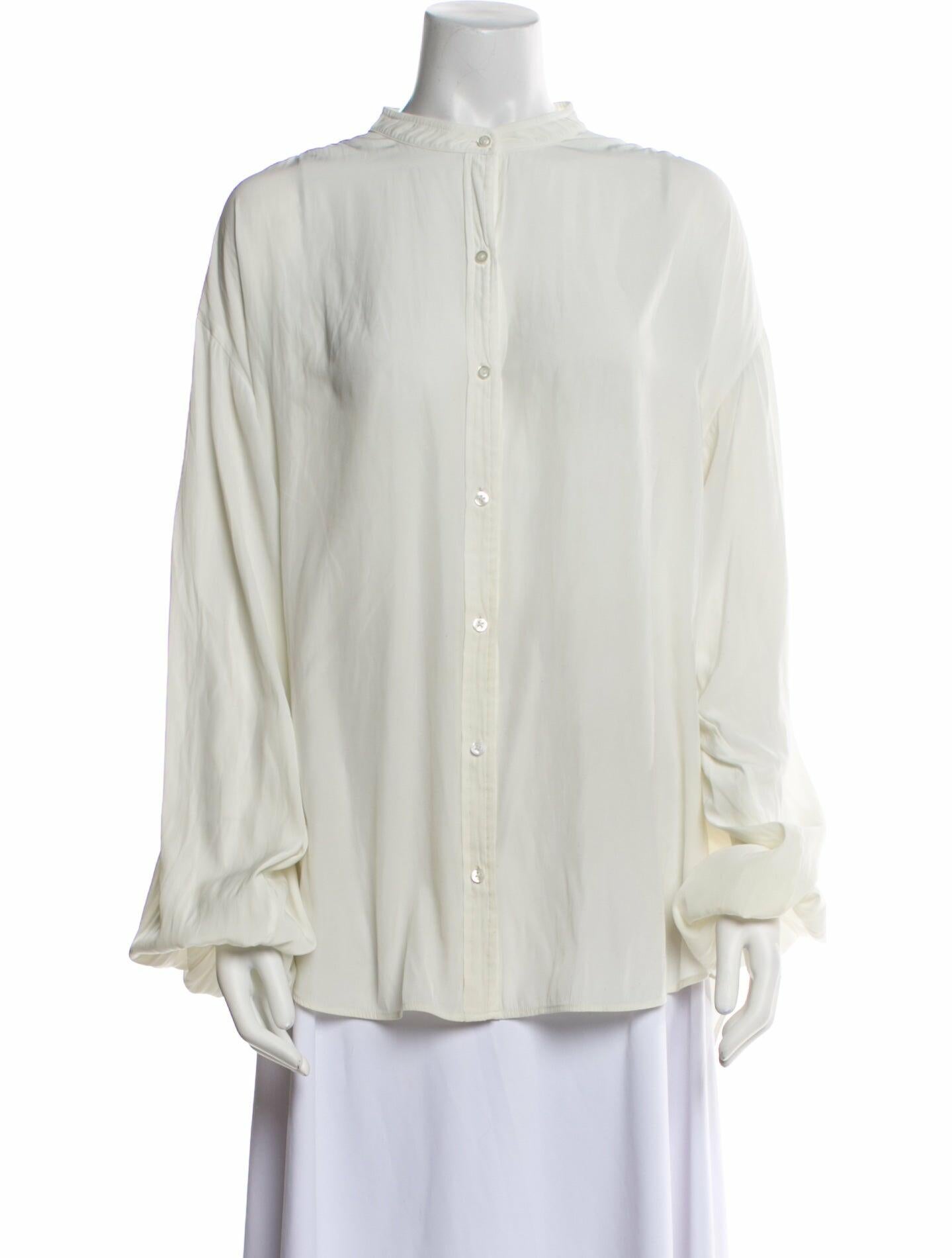 A.L.C. Mock Neck Long Sleeve Button-Up Top