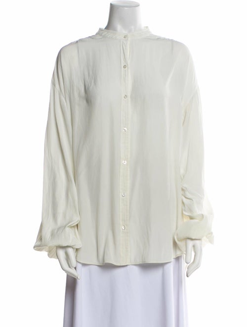 A.L.C. Mock Neck Long Sleeve Button-Up Top