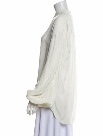 A.L.C. Mock Neck Long Sleeve Button-Up Top