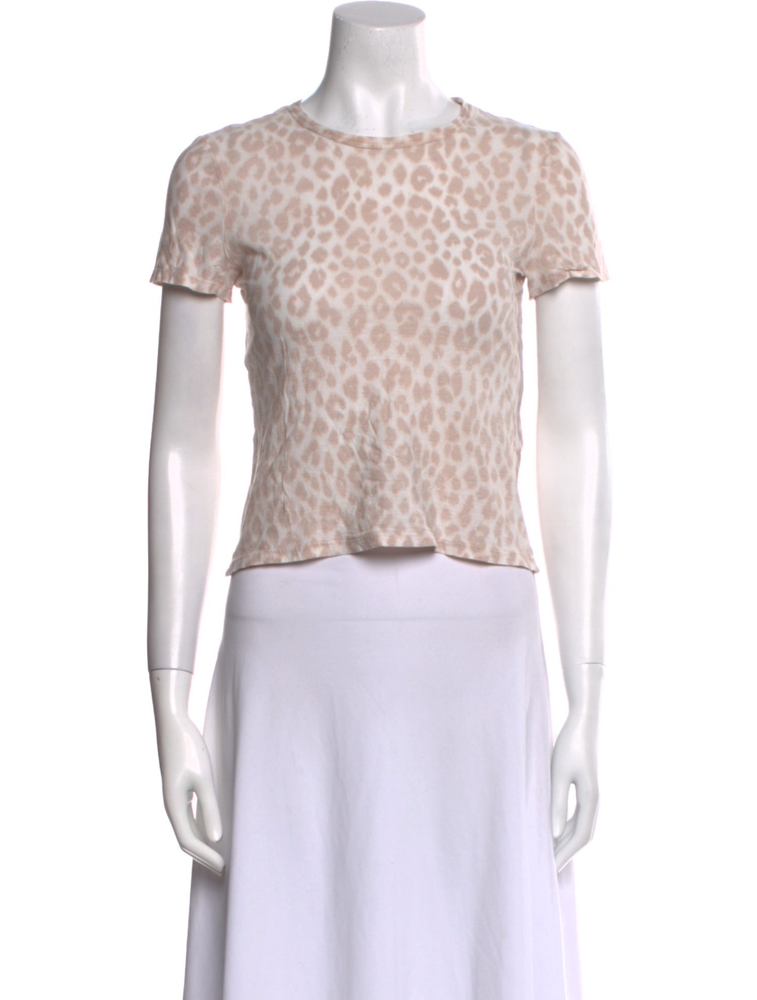 A.L.C. Animal Print Crew Neck Crop Top