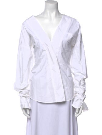 A.L.C. V-Neck Long Sleeve Blouse