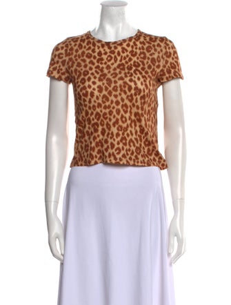 A.L.C. Animal Print Crew Neck Crop Top