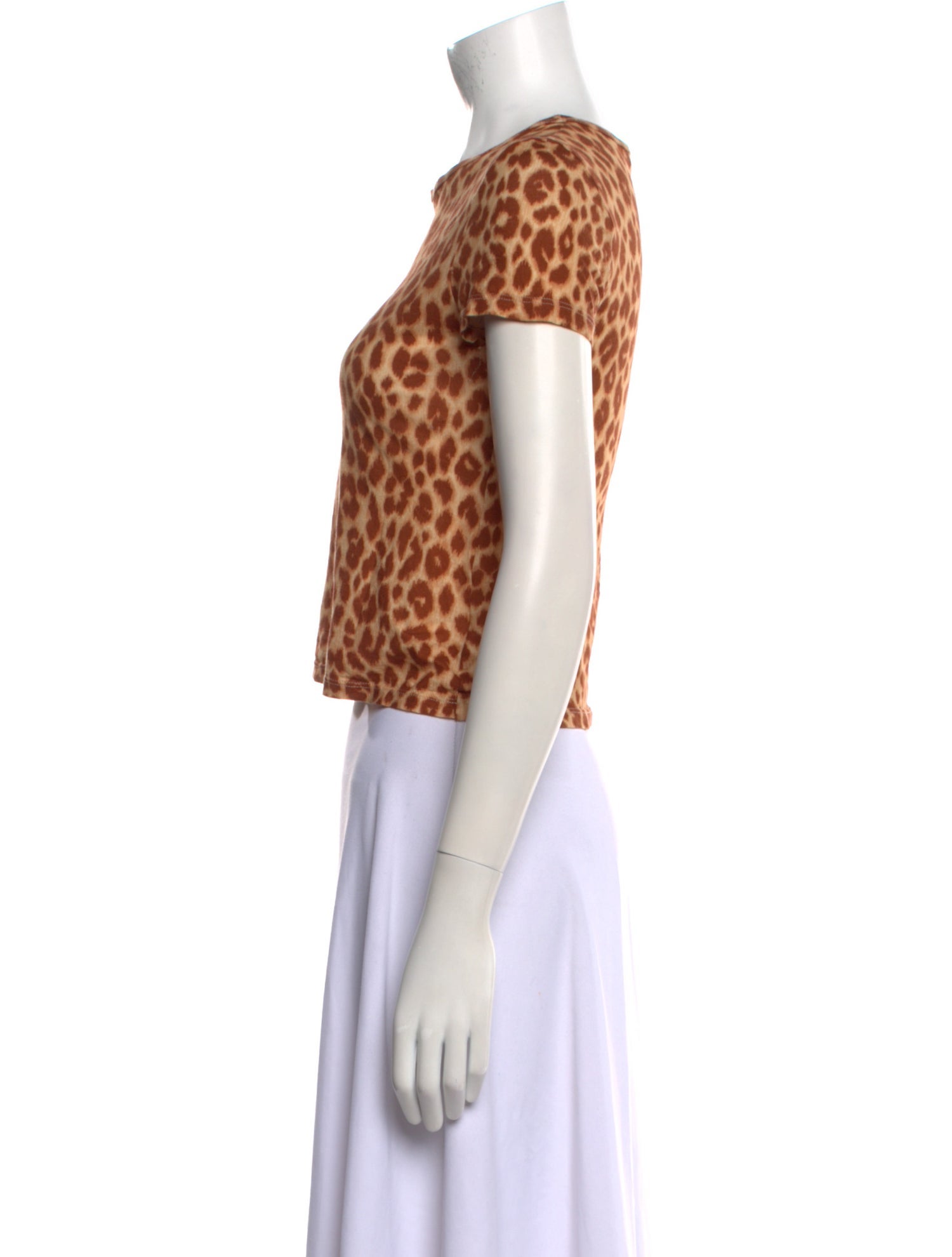A.L.C. Animal Print Crew Neck Crop Top