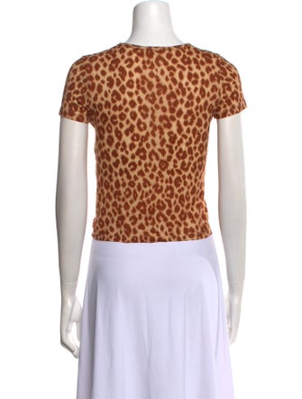 A.L.C. Animal Print Crew Neck Crop Top