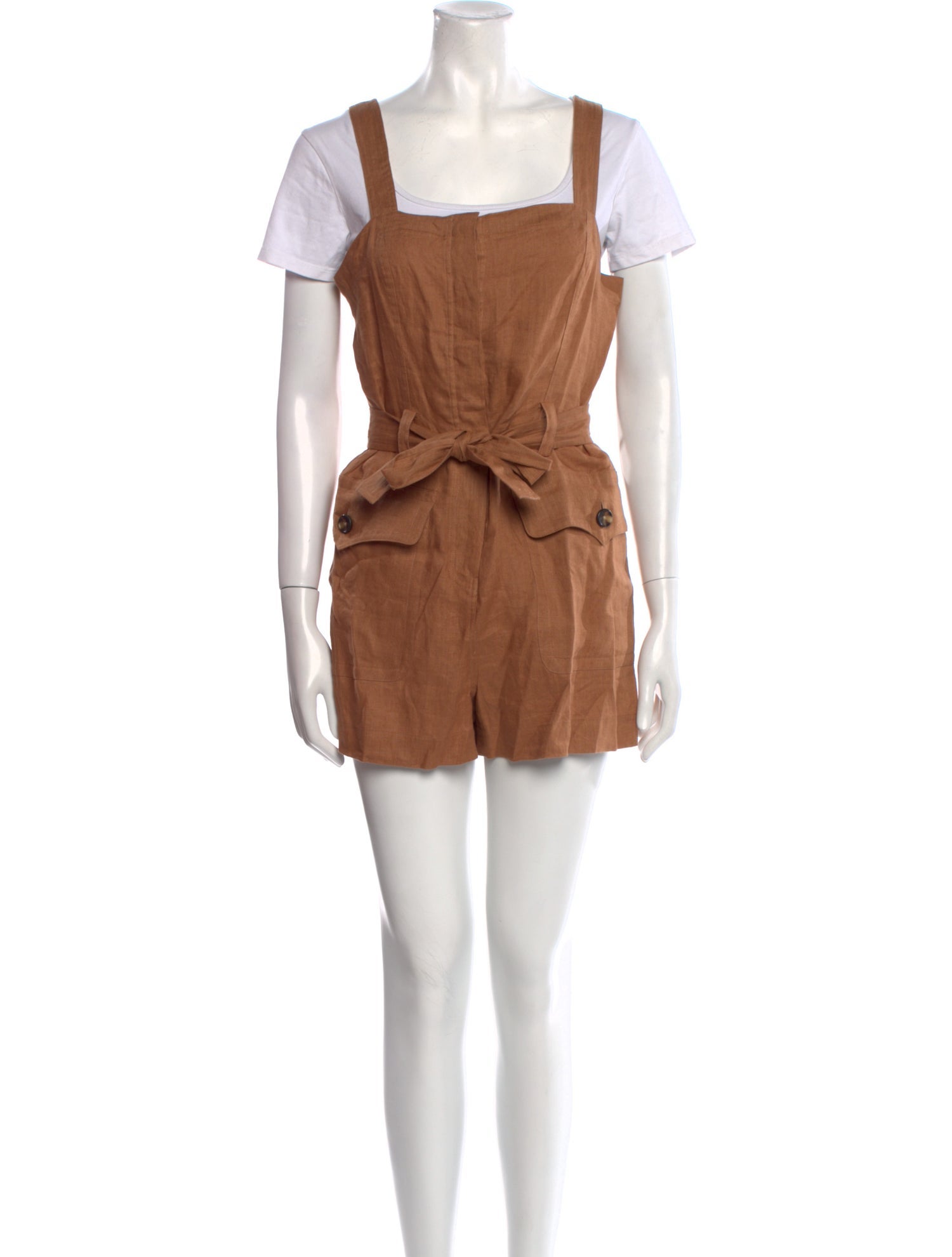A.L.C. Linen Square Neckline Romper
