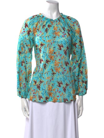 A.L.C. Floral Print Crew Neck Blouse