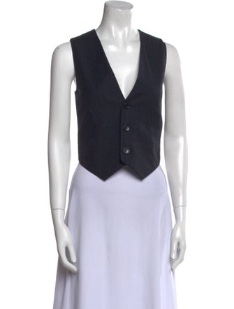 A.L.C. Virgin Wool V-Neck Crop Top