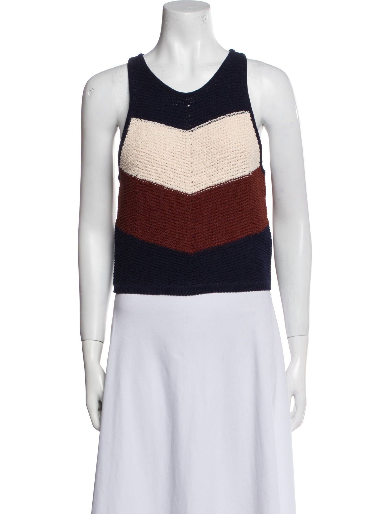 A.L.C. Colorblock Pattern Scoop Neck Crop Top