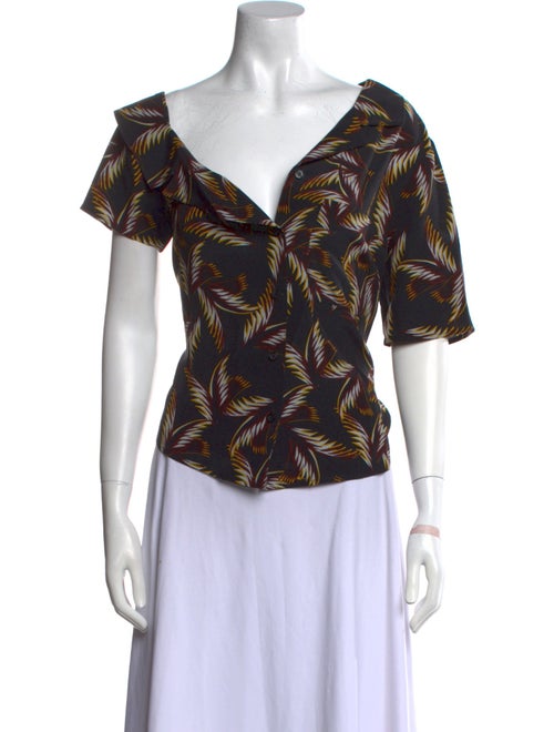 A.L.C. Printed V-Neck Top