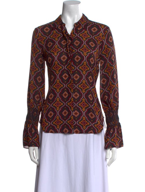 A.L.C. Silk Printed Button-Up Top