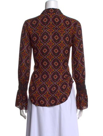 A.L.C. Silk Printed Button-Up Top