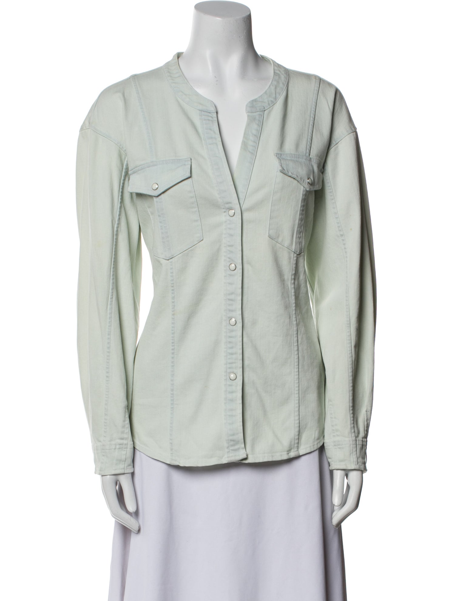 A.L.C. V-Neck Long Sleeve Button-Up Top