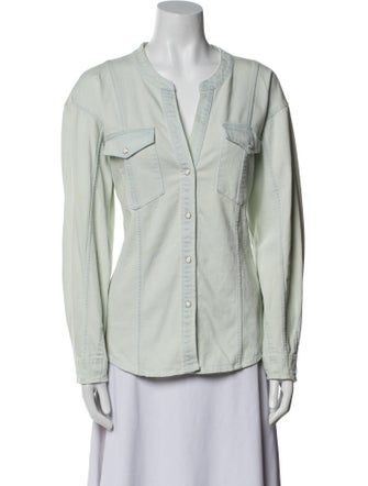 A.L.C. V-Neck Long Sleeve Button-Up Top