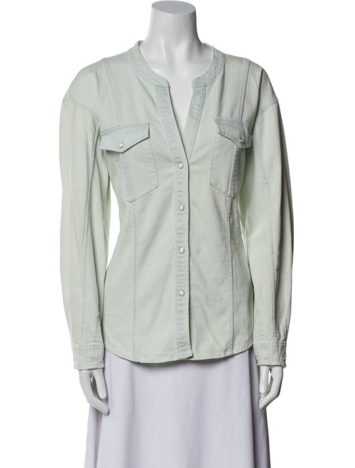 A.L.C. V-Neck Long Sleeve Button-Up Top