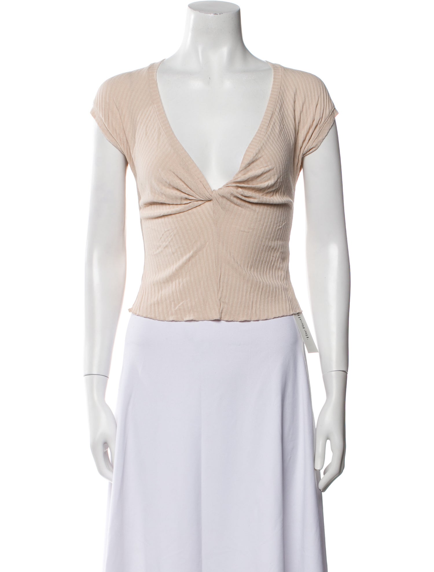 A.L.C. V-Neck Short Sleeve Crop Top