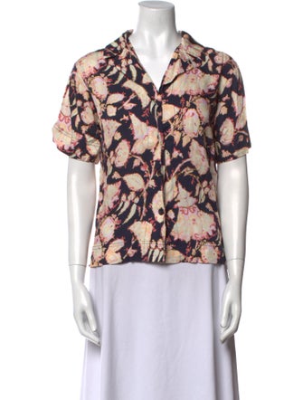 A.L.C. Floral Print V-Neck Blouse