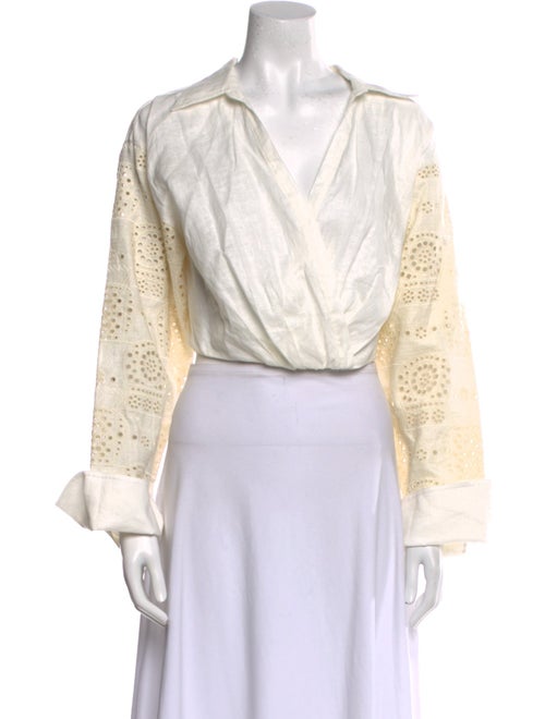 A.L.C. Linen Long Sleeve Crop Top