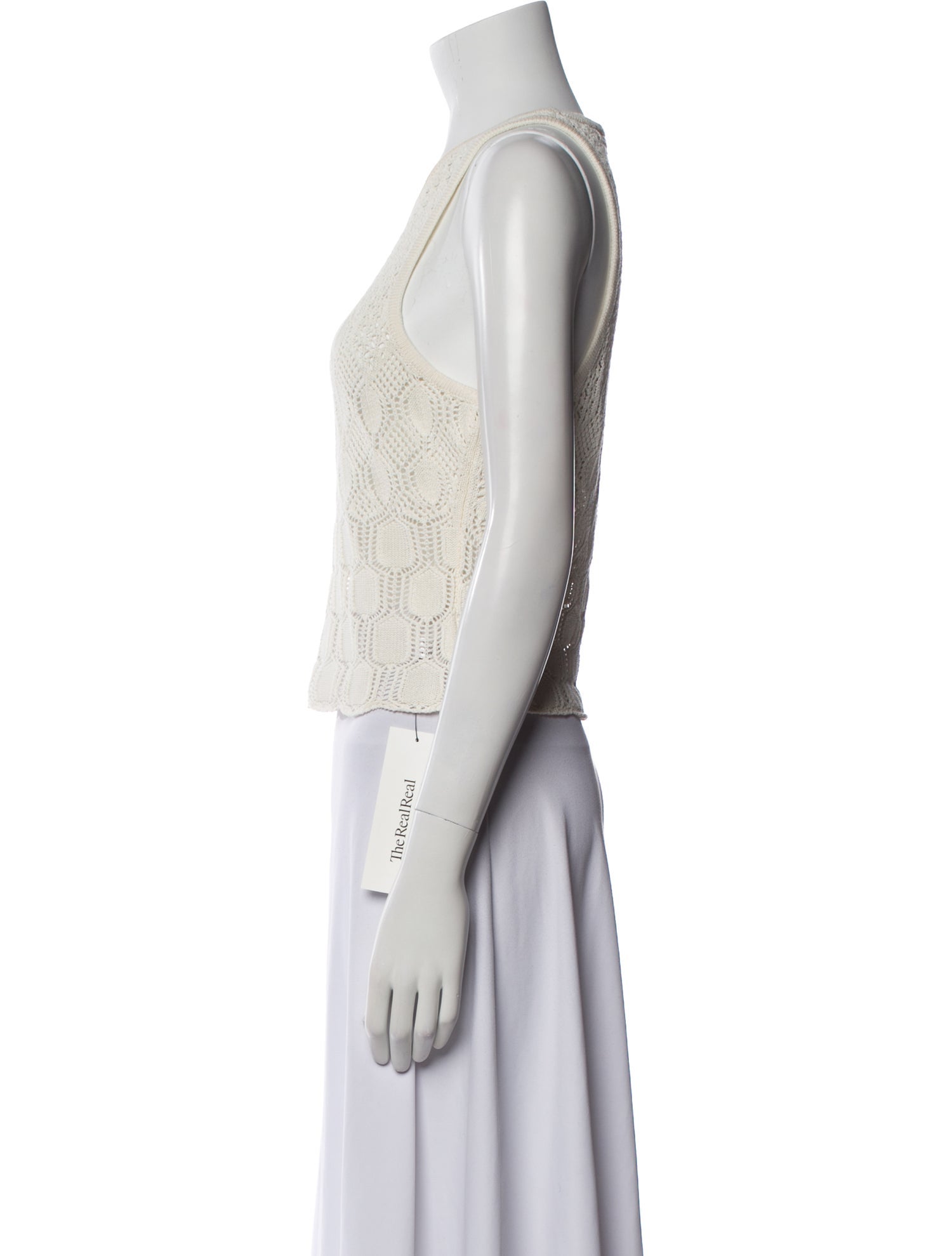 A.L.C. Lace Pattern Crew Neck Crop Top