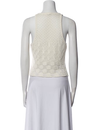 A.L.C. Lace Pattern Crew Neck Crop Top