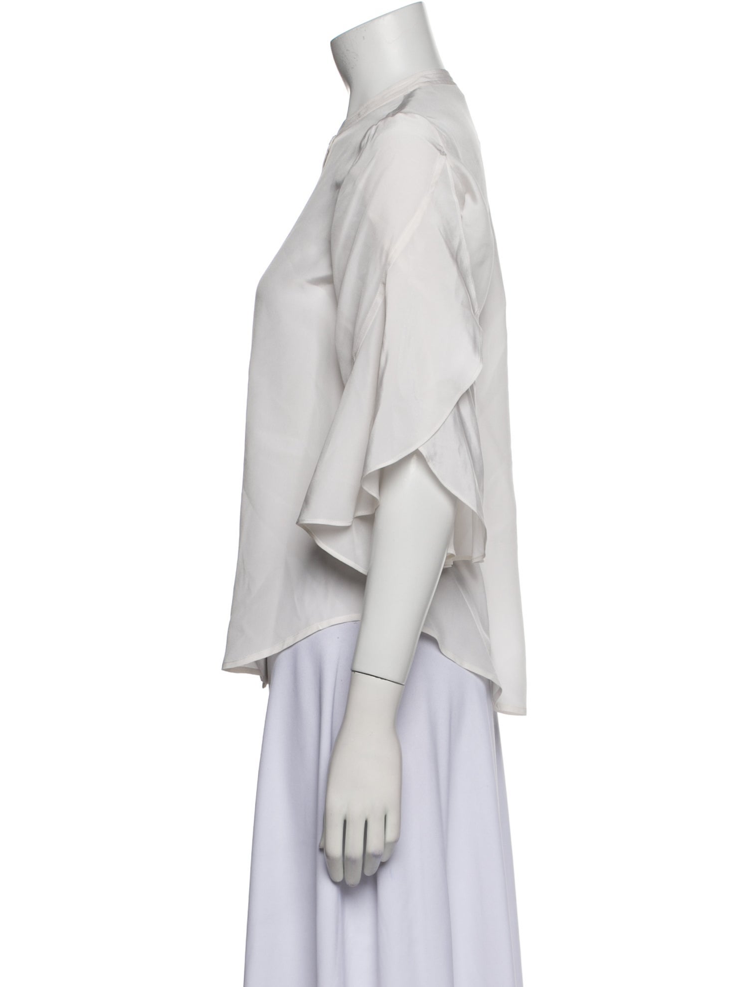 A.L.C. Silk Three-Quarter Sleeve Button-Up Top