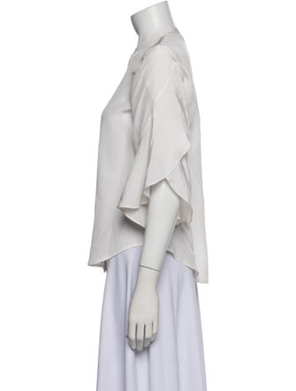 A.L.C. Silk Three-Quarter Sleeve Button-Up Top