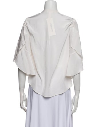 A.L.C. Silk Three-Quarter Sleeve Button-Up Top