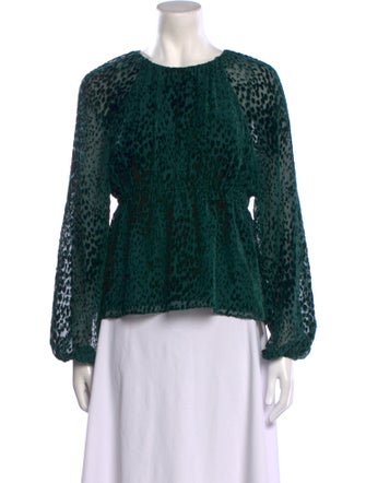 A.L.C. Animal Print Crew Neck Blouse