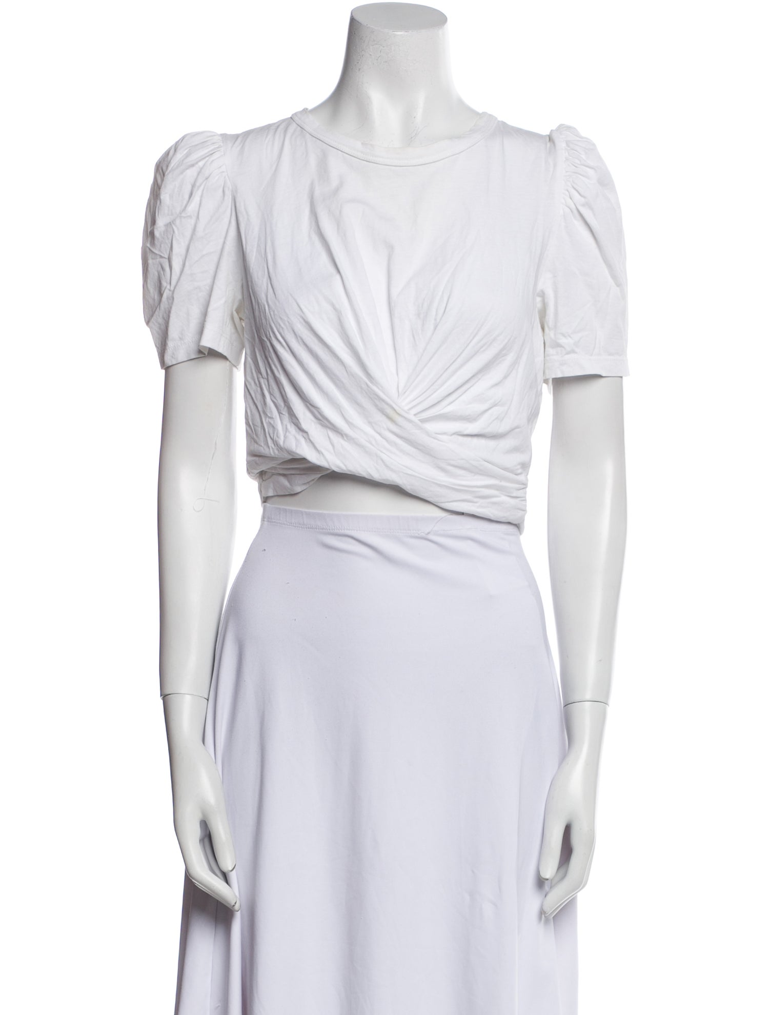 A.L.C. Bateau Neckline Short Sleeve Crop Top