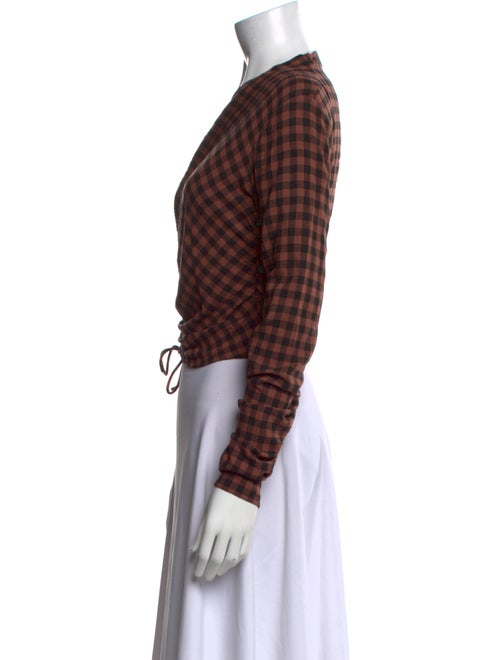 A.L.C. Plaid Print One-Shoulder Crop Top