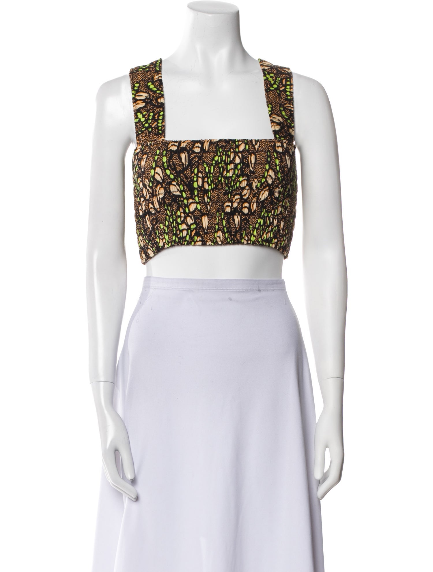 A.L.C. Printed Square Neckline Crop Top