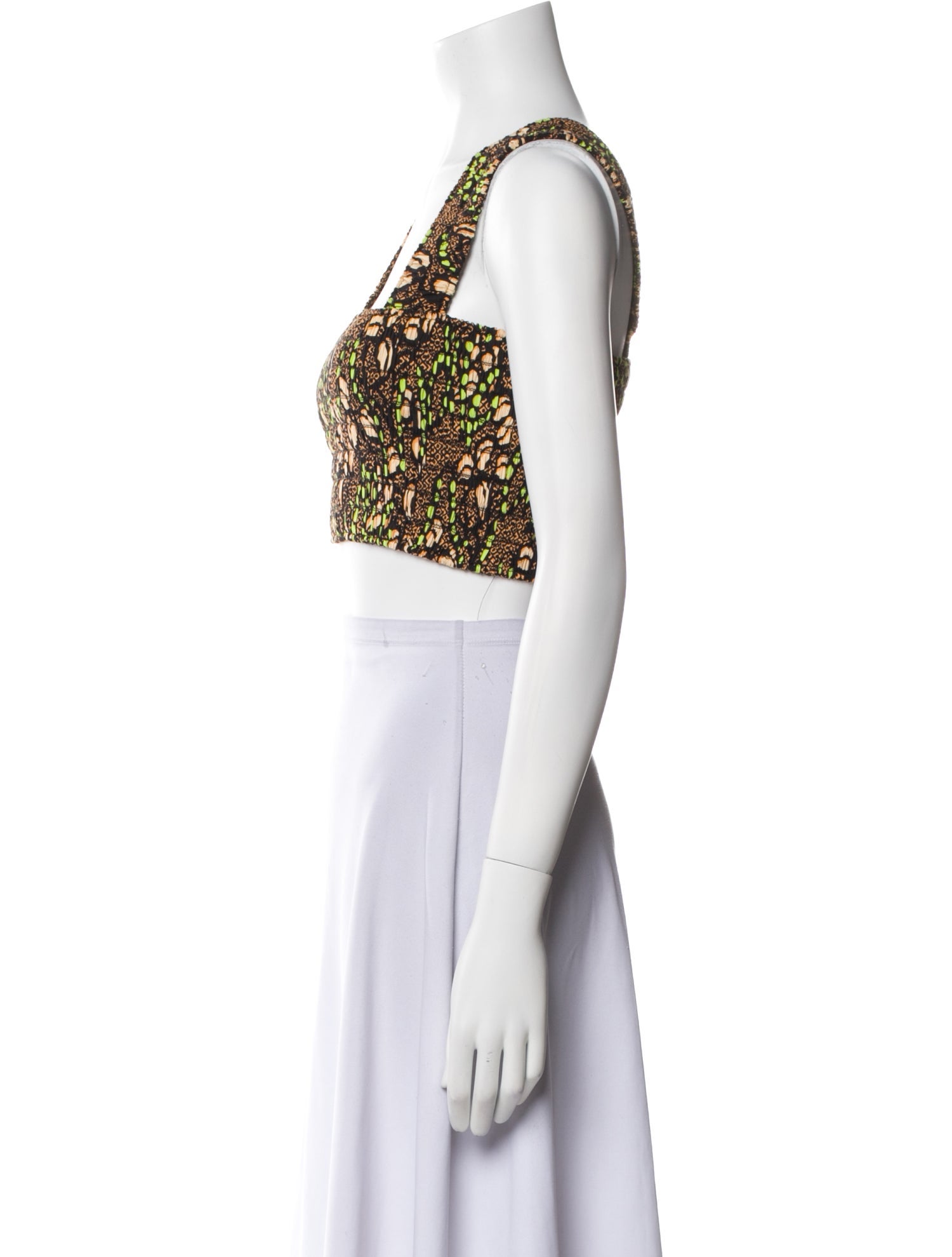 A.L.C. Printed Square Neckline Crop Top
