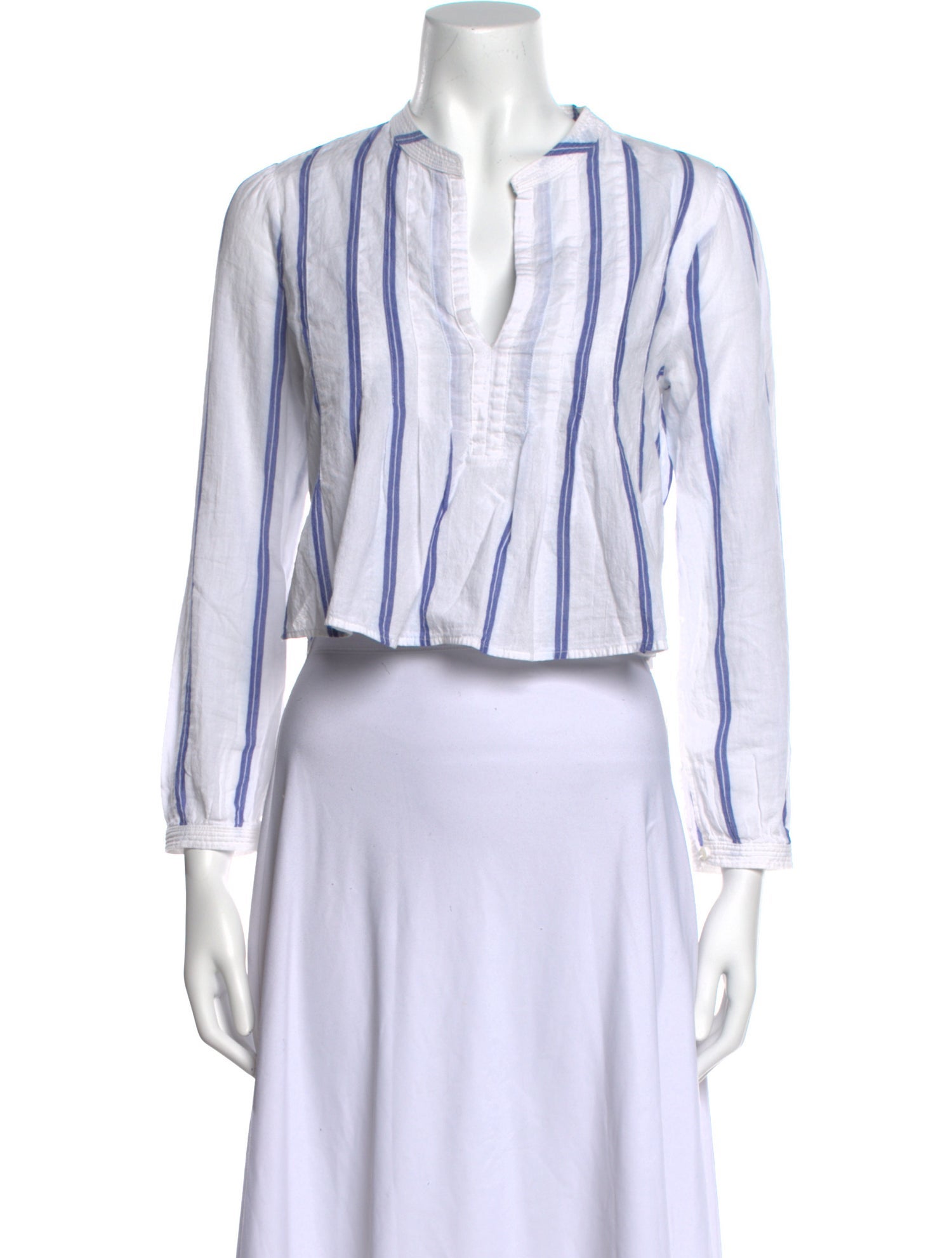 A.L.C. Striped V-Neck Crop Top