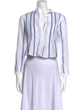 A.L.C. Striped V-Neck Crop Top