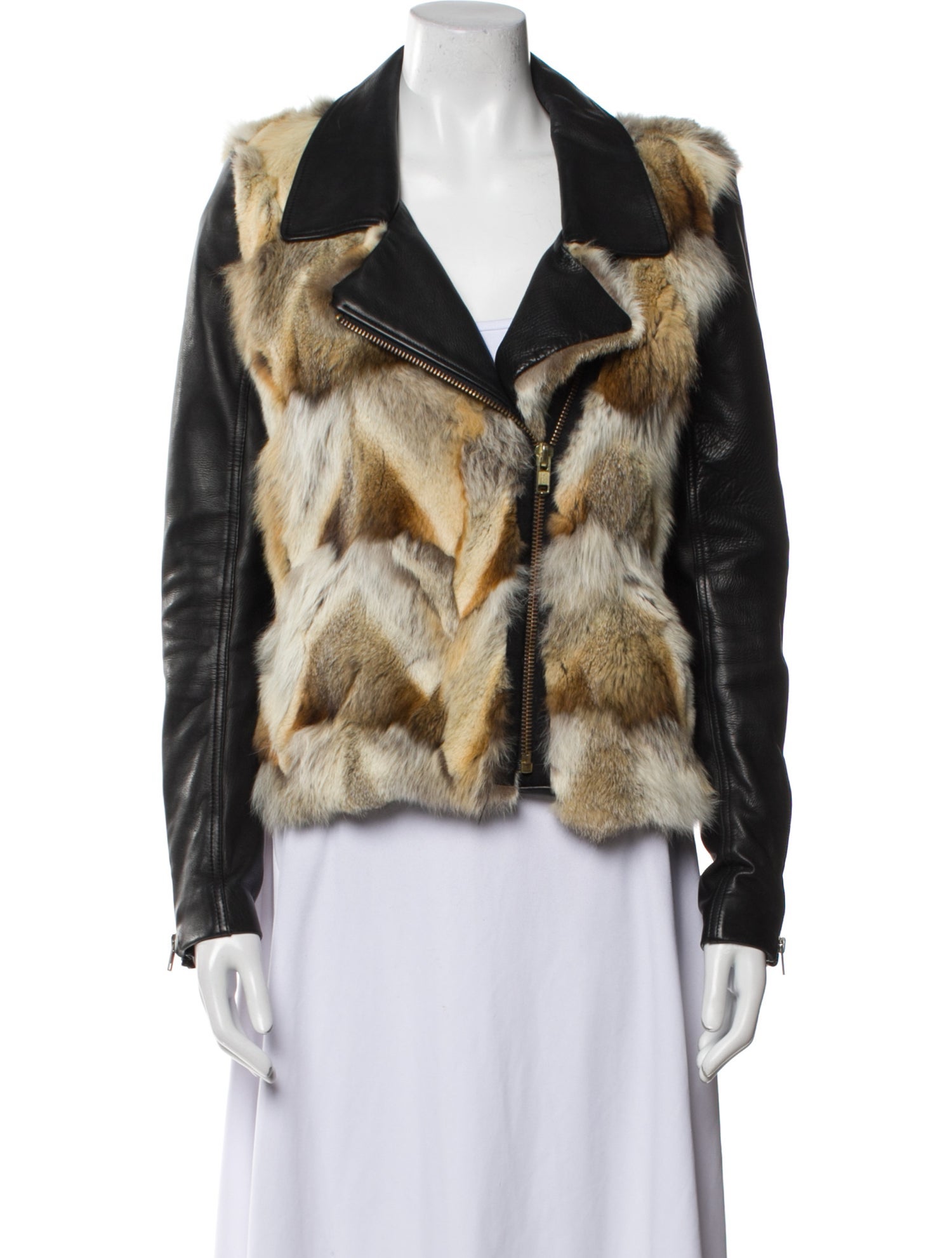 A.L.C. Leather Printed Fur Jacket