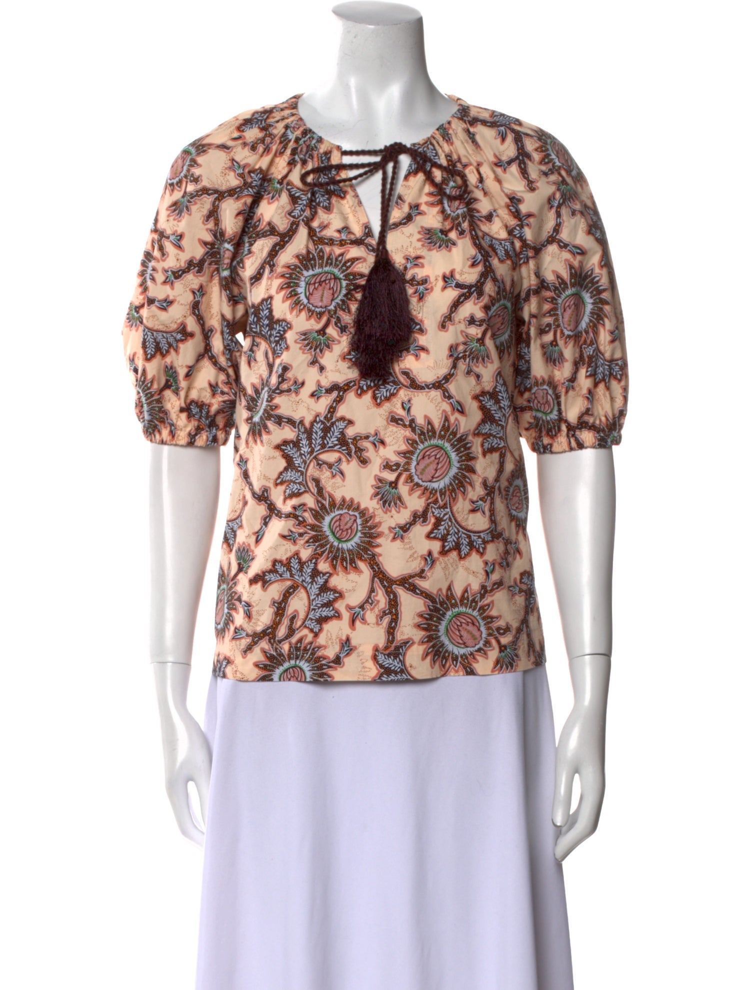 A.L.C. Floral Print Tie Neck Blouse