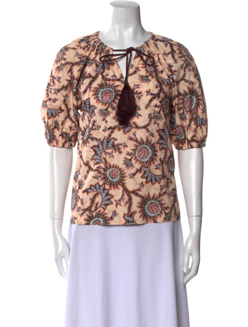 A.L.C. Floral Print Tie Neck Blouse