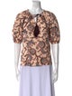 A.L.C. Floral Print Tie Neck Blouse