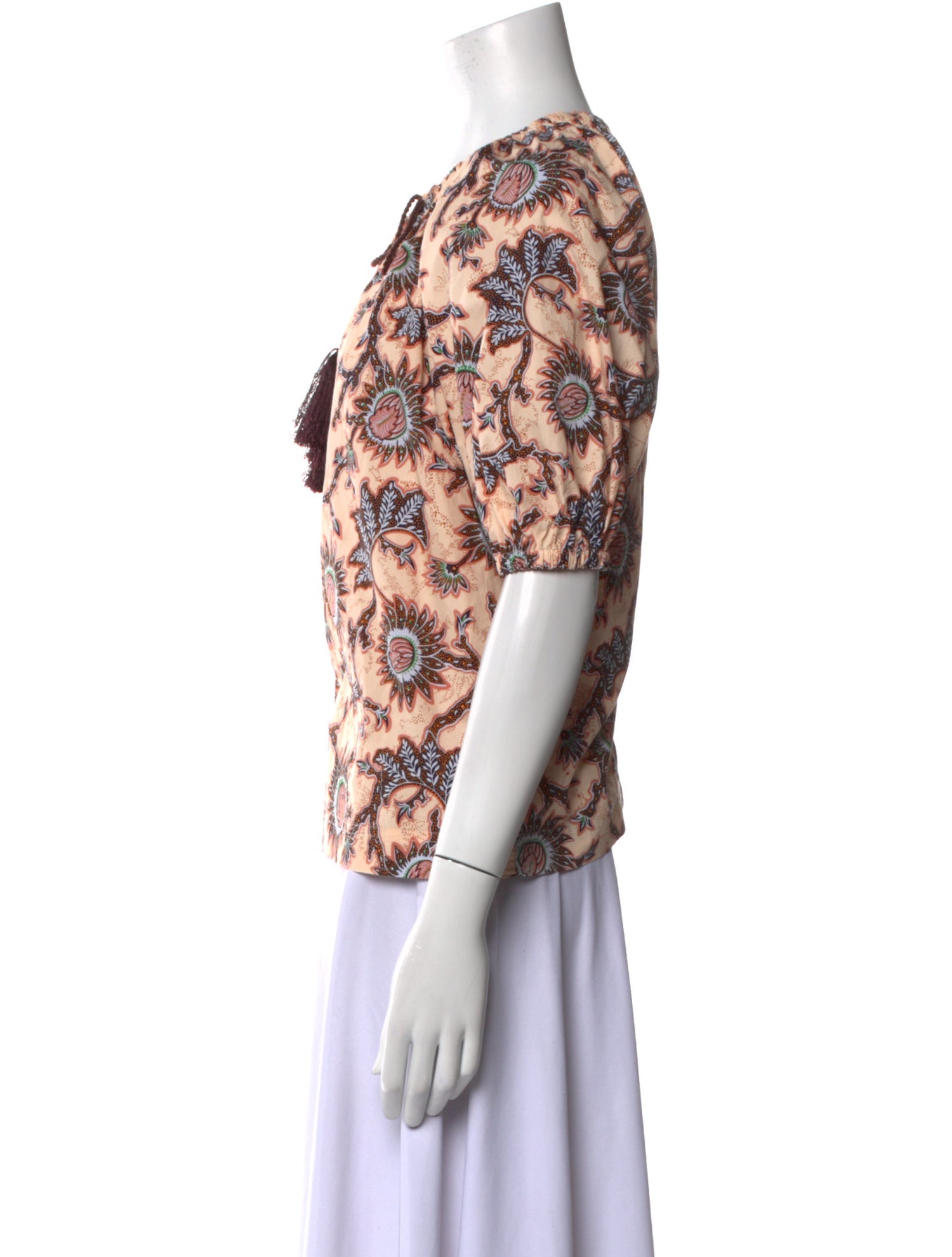 A.L.C. Floral Print Tie Neck Blouse