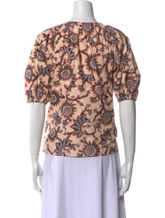 A.L.C. Floral Print Tie Neck Blouse