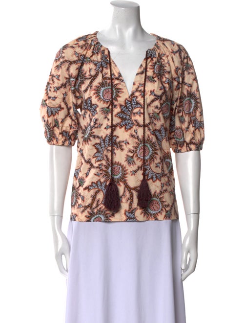 A.L.C. Floral Print Tie Neck Blouse