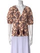 A.L.C. Floral Print Tie Neck Blouse