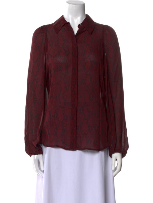 A.L.C. Silk Animal Print Button-Up Top