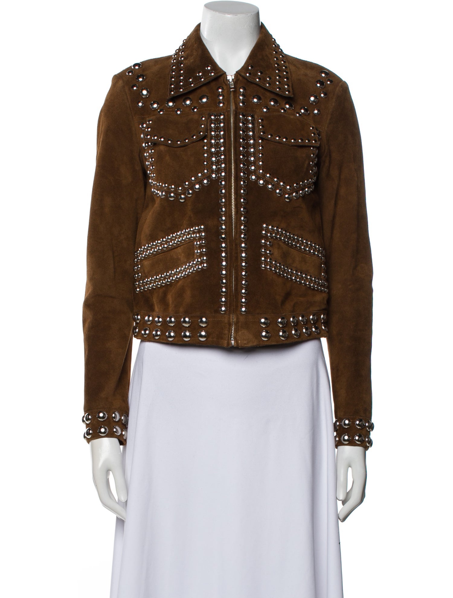 A.L.C. Leather Tweed Pattern Biker Jacket